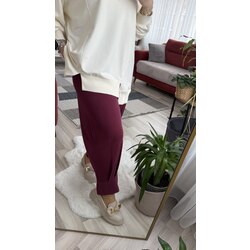 Paça manşetli pantolon bordo