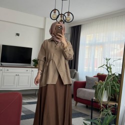 Bağcıklı gömlek vizon