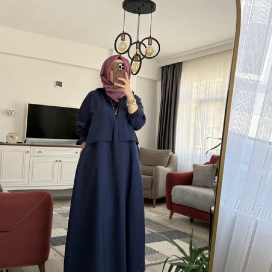 Gömlek elbise lacivert Gömlek elbise lacivert