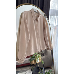 Büzgülü crop gömlek krem bej