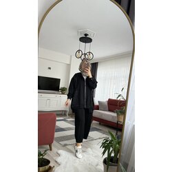 Taşlı spor giy/çık siyah