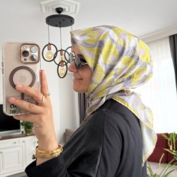 Yaprak desen pamuklu eşarp