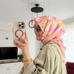 Yaprak desen pamuklu eşarp