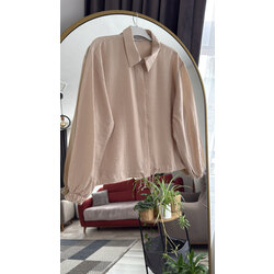 Büzgülü crop gömlek krem bej