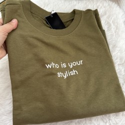 Yazılı Sweat Yeşil