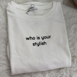 Yazılı Sweat beyaz