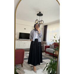 Büzgülü crop gömlek gri