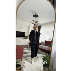 Paça dikişli eşofman altı siyah