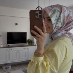 Pamuk vual yaprak desen eşarp