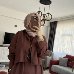 Gömlek elbise kahverengi