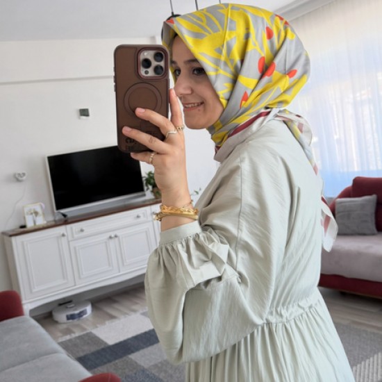 Pamuk vual dal desen eşarp