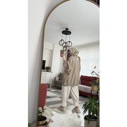 Paça manşetli pantolon bej