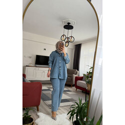 Denim taşlı pantolon