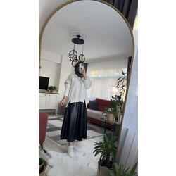 Merve deri etek siyah