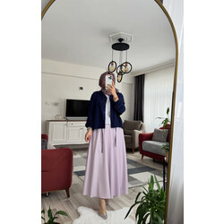 Büzgülü crop gömlek lacivert