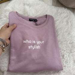 Yazılı Sweat Pembe